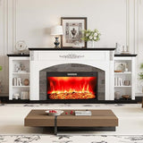 BLANKSPACE 80" Electric Fireplace TV Stand with 30" Heater Insert, Farmhouse Entertainment Center & Mantel Console for TVs Up to 90", White Black Finish with Remote BLANKSPACE