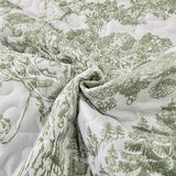 WONGS BEDDING Botanical Quilt Set Queen Size, Sage Green 3 Pieces Toile Floral Plants Printed Bedspread Bedding Set Soft Lightweight Microfiber Coverlet Set for All Season (96"x90") WONGS BEDDING