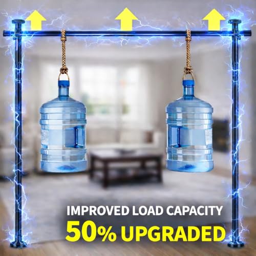AJAZZ Room Divider Curtain Rod, No Drilling Room Separator for Space Partition Adjustable (H) 43-120×(W) 35-100 inch Heavy Duty Temporary Wall Divider Floor to Ceiling Tension Rod, Black AJAZZ