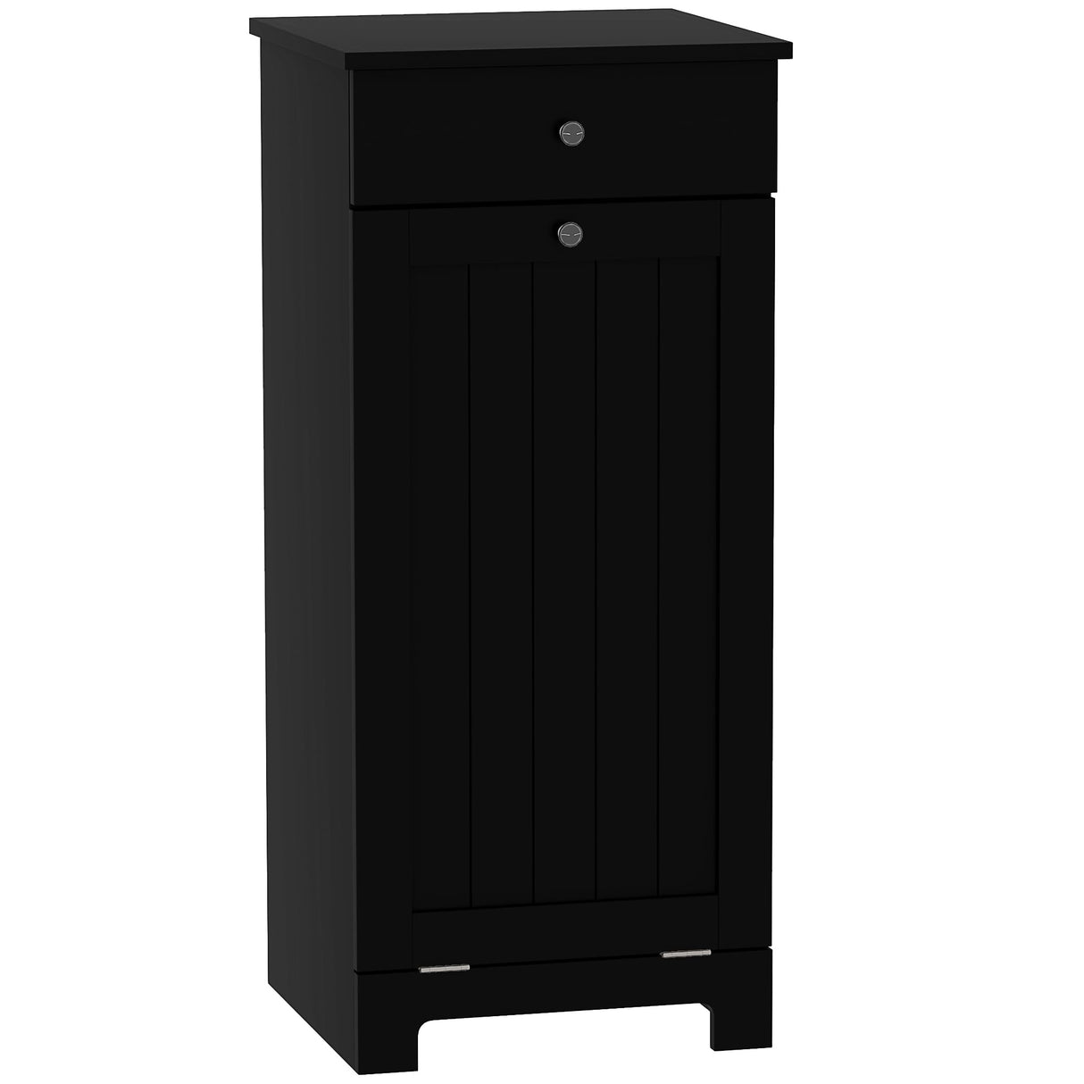 HOMCOM Laundry Hamper Cabinet with Removable Basket, Tilt Out Laundry Hamper Cabinet with Drawer and Beadboard Door, Laundry Cabinet Bathroom Storage Cabinet, Black HOMCOM