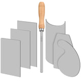 Therwen Card Scraper Burnisher and 6 Pcs Cabinet Scraper Set for Woodworking Card Woodworking Burnishing Tool Include 3 Rectangle 1 Gooseneck and Curved 1 Beveled Hand(Silver) Therwen