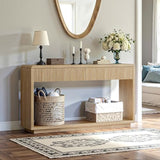 Evermagin 59'' Oak Entryway Table with Drawers, Boho Fluted Console Table, Sofa Table with Storage for Living Room, Entrance, Hallway Evermagin