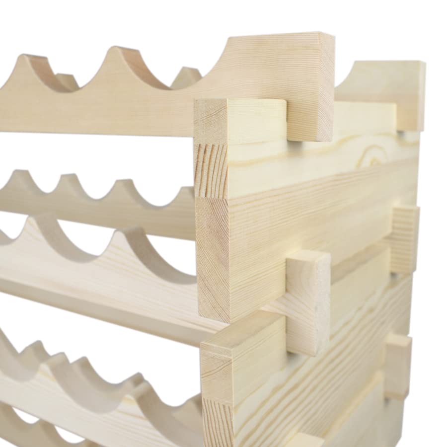 F2C Wood 72-Bottle Stackable Modular Wine Rack Wood Wine Cabinet Free standing Wine Storage Organizer Display Shelf Wine Bottle Holder Kitchen Decor Classic Style, Wobble Free F2C