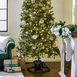 Home Heritage Artificial Christmas Tree Base Rotating Metal Stand for 1 to 1 3/4 Inch Diameter Artificial Christmas Tree Poles, 22 Inch, Black Home Heritage