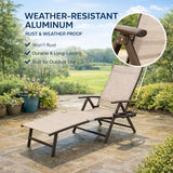 Kozyard Aluminum Outdoor Chaise Lounge Chair, Adjustable Reclining Patio Lounge with Drink Holder, Weather-Resistant Pool, Deck & Yard Recliner, Assemble-Free (1Pack, Beige)