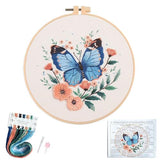 Silentsea Blue Butterfly Embroidery Kit for Adults - DIY Embroidery Set with Fabric, Threads and Needle for Craft Lovers
