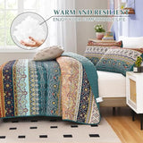 WONGS BEDDING Boho King Quilt Set, Green and Brown Bohemian King Quilt Bedding Set, Lightweight Microfiber Bed Decor Bedspread for All Season 103"x90"(3 Pieces) WONGS BEDDING