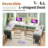 Alpen L Shaped Gaming Desk, Small Computer Desk, 50 Inch Wide Corner Desk, Work from Home Desk, Study Table for Bedrooms, PC Writing Table with Storage and Reversible Shelf, White Alpen