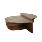 FAWdecor Modern Solid Wood Coffee Table, Round Wood Center Table, Unique Nesting Coffee Tables, Mid Century Aesthetic Low Coffee Table (Walnut) FAWdecor