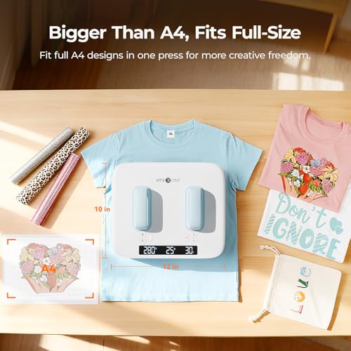HTVRONT Heat Press Machine for T Shirts - Portable 12X10 Heat Press with Pressure Display, Heats Up Fast & Evenly H10 Heat Press Machines for HTV, Sublimation, Heat Transfer Projects HTVRONT