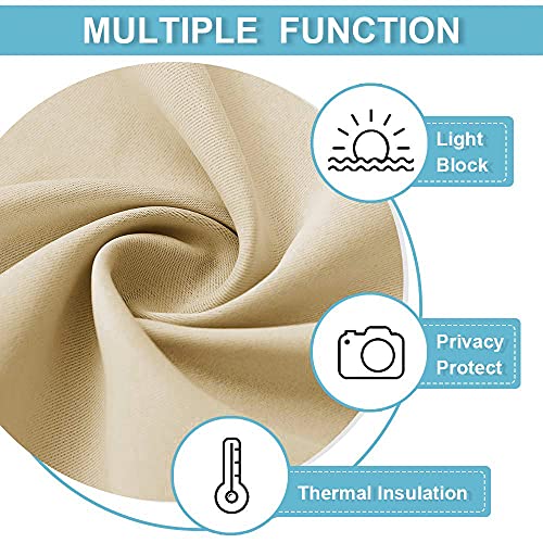 RYB HOME Wall Divider Curtain for Living Room, Noise Reduction Privacy Curtain with Anti-Rust Grommet Top Blackout Curtain for Bedroom/Kids Room, 7 ft Tall x 8.3 ft Wide, Cream Beige, 1 Pack RYB HOME