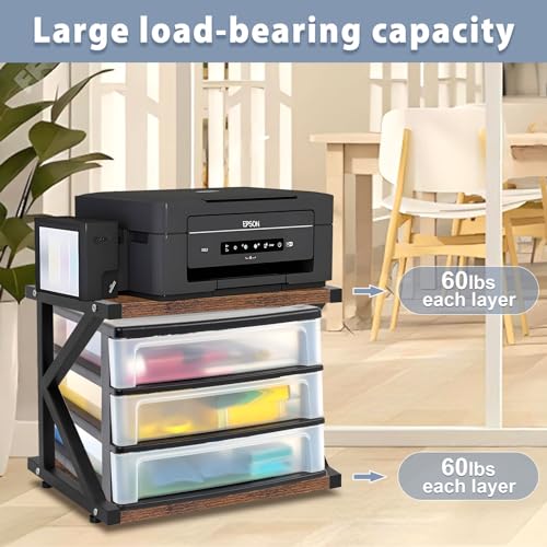 STANDNEE Printer Stand Multi-Purpose Printer Shelf for desk,Wood Stand with Storage Home Office Desktop Printer Stand with Anti-Skid Feet (1-Tier) STANDNEE