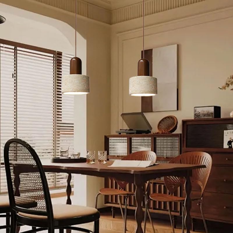 OROILUPU Modern Simple Brass Stone Pendant Lights Dining Room Kitchens Island Hanging Lights Wabi Sabi Style Solid Wood Bedside Light Fixture for Farmhouse Over Sink(Wire Adjustable) Type D OROILUPU