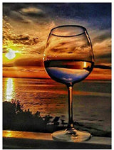 najiaxiaowu Adult Puzzles 500 Pieces DIY Sunset Sea Wine Glass Wooden Puzzles Children and Elderly Puzzles Modern Home Decor Wall Art Unique Gift 52 cm x 38 cm(20.5 x 15 in) najiaxiaowu