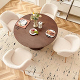 Homedot 5 Piece 47-inch Round Dining Table Set for 4, Rustic Walnut Dinner Table with Upholstered Sherpa Dining Room Chairs Set, Engineered Wood Kitchen Table with Wood Strips Base Homedot