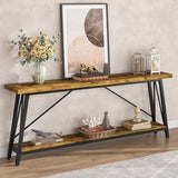 Tribesigns 70.9 Inches Extra Long Sofa Table Behind Couch, Industrial Entry Console Table for Hallway, Entryway & Living Room, Rustic Brown Tribesigns