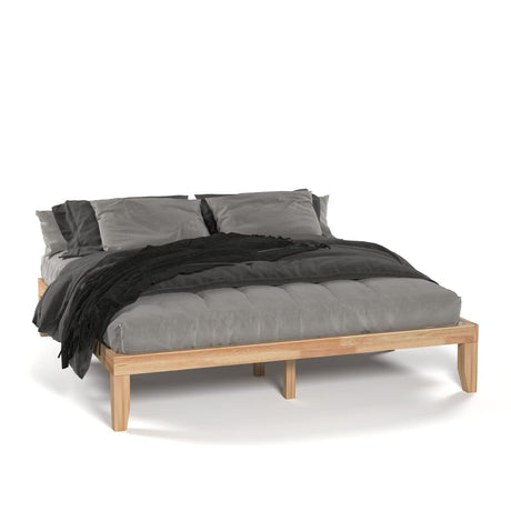 KOMFOTT King Size Wood Platform Bed Frame – Solid Rubber Wood with Durable Slat Support, No Box Spring Needed, Natural Finish KOMFOTT