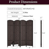 Rose Home Fashion 6 ft Tall Room Divider, Room Dividers and Folding Privacy Screens, 15.7in Privacy Screen 4 Panel Partition Temporary Wall Separation for Private, Dark Coffee Rose Home Fashion