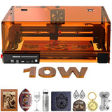 Laser Engraver, Woxcker L2 MAX 10W Enclosure Laser Cutter and Engraver Machine, 300x300mm Bed Size CNC Engraving Machine 0.01mm High Precision for Wood Stainless Steel Glass Metal (Class 1 10000mW) Woxcker