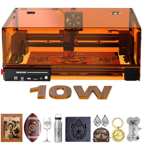 Laser Engraver, Woxcker L2 MAX 10W Enclosure Laser Cutter and Engraver Machine, 300x300mm Bed Size CNC Engraving Machine 0.01mm High Precision for Wood Stainless Steel Glass Metal (Class 1 10000mW) Woxcker