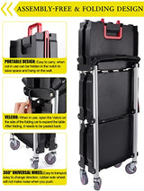 EBANKU Folding Collapsible Service Cart, Heavy Duty 3-Shelf Rolling Tool Cart, Supports Up to 150 lbs for Warehouse Storage, Garage, Cleaning EBANKU