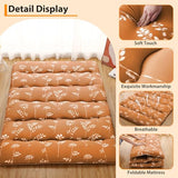 STMHOM Thick Japanese Floor Mattress for Guest & Camping, Foldable Futon Floor Mattress, Roll Up Tatami Mat Sleeping Pad, Portable Floor Lounger Bed for Dormitory & Travel, Wave-Flowers Brick Red STMHOM