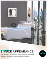 Reception Desk,L Shaped Reception Desk, Counter with Lockable Drawer,Counter for Offices, and Retail Spaces, Easy Assembly (White-L, 78.8 * 23.6 * 39.3in) Generic
