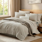 WRENSONGE Queen Comforter Set- 7 Pieces Beige Bed in a Bag Queen with Fitted Sheet, Flat Sheet, 2 Pillow Shams, and 2 Pillowcases- Warm Bed Set for All Season WRENSONGE