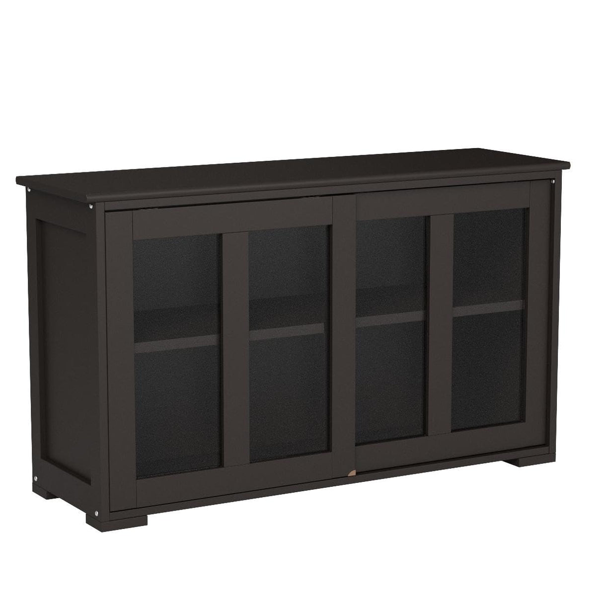 FANTASK Kitchen Storage Cabinet Sideboard, Stackable Buffet w/Height-Adjustable Shelf & 2 Glass Sliding Doors, Accent Console Table for Kitchen Dining Living Room Hallway Office (Black) FANTASK