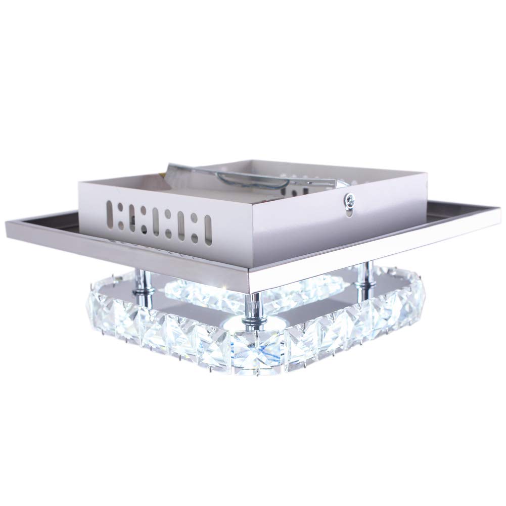 diisunbihuo Modern Crystal Chandelier 7.9 Inches Led Ceiling Light Mini Square Flush Mount Ceiling Light for Bedrooms Dinning Rooms Hallway(Cool White,15W) diisunbihuo