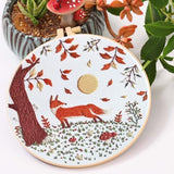 FRANDEK Fox Scenery Embroidery Kit for Beginners Adults, Complete Starter Cross Stitch Set with Printed Pattern, Cotton Threads, Bamboo Hoop, Needles, DIY Needlework Craft Gift for Mom Grandma