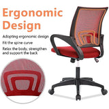Home Office Chair Ergonomic Desk Chair Mesh Computer Chair with Lumbar Support Armrest Executive Rolling Swivel Adjustable Mid Back Task Chair for Women Adults, Red FDW