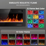 Electactic Electric Fireplace 42 inch, Recessed and Wall Mounted Electric Fireplace with Remote Control, Fireplace Heater, Linear Fireplace with Timer, Adjustable Flame Color, 750w/1500w, Black Electactic