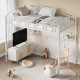 IDEALHOUSE Loft Bed Twin Size with Ladder and High-Arched Guardrail, Sturdy Metal Slats, Space-Saving Design, Modern Decor Style, Easy Assembly, No Box Spring Needed, Safe for Kids/Adults, White IDEALHOUSE