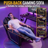 TPHORK Gaming Recliner Chair with Footrest, Push-Back Reclining Gaming Chair with LED Lights, Lumbar Pillow & Side Pockets, Ergonomic Gaming Sofa for Game Room, Home Theater, Man Cave (Black)