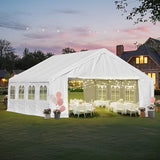 Aoodor 26 x 20 Ft Heavy-Duty Party Tent with Church Window Sidewalls, Waterproof & Weather-Resistant Large Marquee Tent for Parties, Wedding, Barbecues, Outdoor Events, White Aoodor