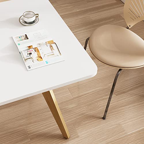 Comfy to go 27.6" Square Dining Table for 2-4 Person - Small Kitchen Table with Soild Wood Legs Mid Century Modern Table for Dinning Room, Kitchen,Small Speace (White) Comfy to go