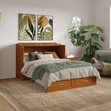 AFI Hamilton Full Murphy Bed Chest with Mattress, Storage, and Built-in Charger in Light Toffee AFI