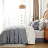 softpage Navy Quilts Queen Size， Cotton Bedspreads Queen Size，3-Pieces Queen Quilt Set with Blue Stripe Bedding Coverlet Light Weight Quilted Blanket with 2 Pillow Shams softpage