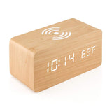 CMIITallki Multifunctional LED Digital Alarm Clock Desktop Charging Clock 12/24H Display Unique Home Decoration Bedroom Living Room Office Electronic Wooden Alarm Clock and CMIITallki