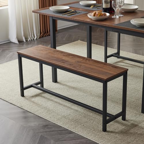 VINGLI 63" Expandable & Foldable 3-Piece Dining Table Set with 2 Benches, Seats 4-6, Space Saving, Ideal for Home, Kitchen, Apartment, Walnut VINGLI