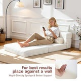 YEPDIN Folding Sofa Bed,Convertible Sofa Bed with Armrest Foldable Sleeper Chair, Portable Folding 4-in-1 Floor Sofa with Convertible Lounge Chair for Living Room,Bedroom,Washable Cover,White Single YEPDIN
