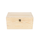 JJSQ Wooden Storage Box with Hinged Lid Rectangle Unfinished Unpainted Accessories Storage Wood Box for Crafts DIY Decoration Natural Large 13.8" x 7.9" x 7.1" JJSQYLAN