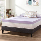 Mellow 4 Inch Ventilated Memory Foam Mattress Topper, Soothing Lavender Infusion, CertiPUR-US Certified, Queen Mellow