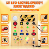 TINTECUSA Busy Board with LED Light, Wooden Sensory Toys for Toddler, Montessori Music Toy for Airplane, Travel Activity Educational Learning Autism Toys, Birthday Boys Girls Gifts TINTECUSA