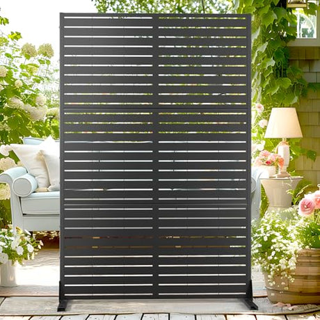 72" H×47" W Metal Outdoor Privacy Screen Outdoor Freestanding Screen Panels for Patio Lawn Deck, Decorative Privacy Fence(Consists of 3 Panels) TUYOHW