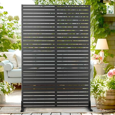 72" H×47" W Metal Outdoor Privacy Screen Outdoor Freestanding Screen Panels for Patio Lawn Deck, Decorative Privacy Fence(Consists of 3 Panels)