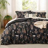 Bedsure Comforter Set King Size - Cute Floral Comforter, Black Bedding Comforter Sets, 1 Soft Reversible Botanical Flowers Comforter and 2 Pillow Shams Bedsure