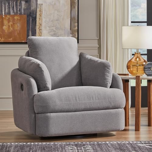 Signature Design by Ashley Modmax Contemporary Indoor Upholstered Press-Back Rocker Swivel Glider Recliner with Hidden Storages, Light Gray Signature Design by Ashley