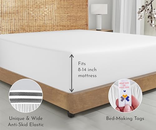 California Design Den 2-Pack 100% Organic Cotton Twin Extra Long Fitted Sheets Percale Only - Soft, Crisp and Lightweight, Snug-Fit and Durable 2X Twin XL Deep Pocket Fitted Sheet - White California Design Den